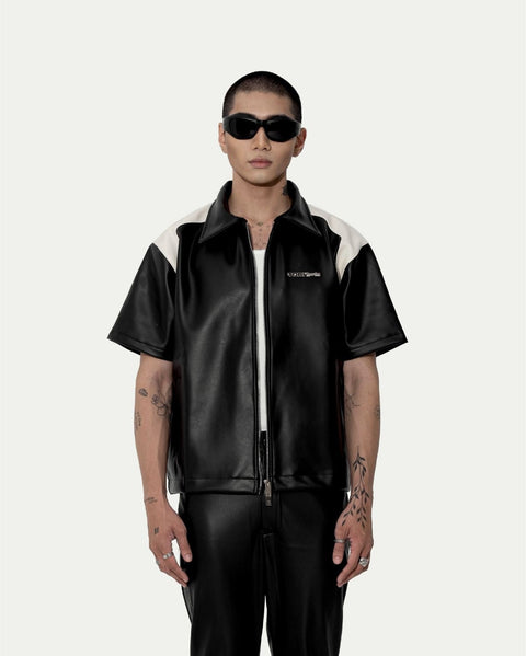 TOBI®Leather Double Zip Shirt - Black - TOBI