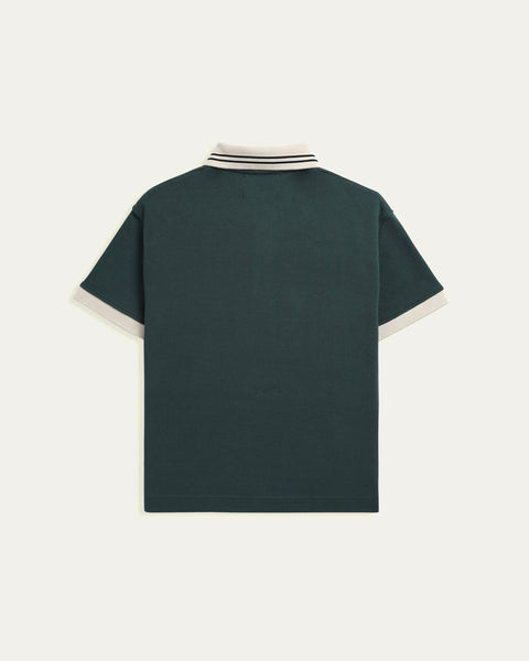 Waffle Stripped Polo - Green - TOBI