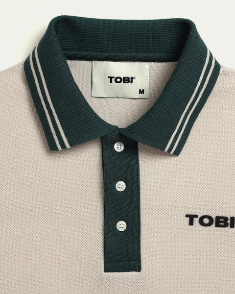 Waffle Stripped Polo - Grude - TOBI