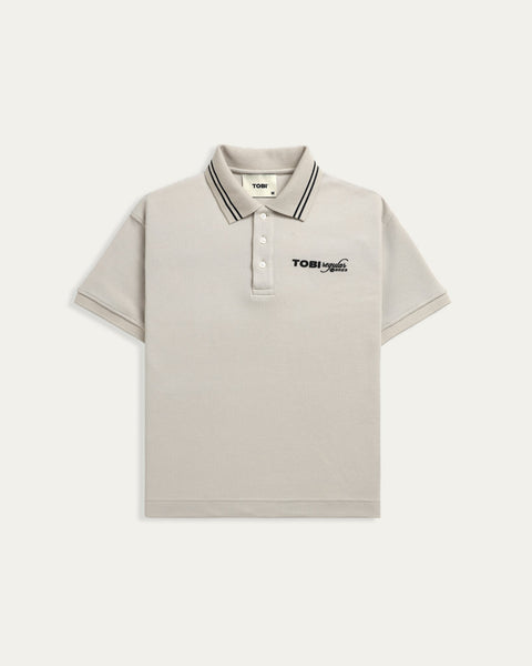 Waffle Stripped Polo - Nude - TOBI