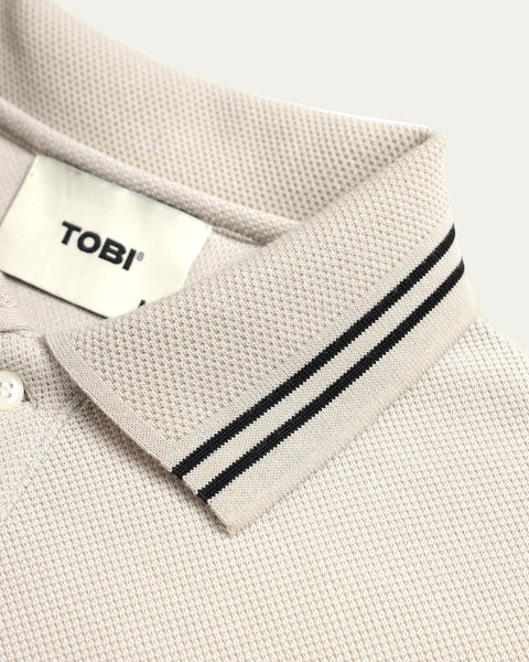 Waffle Stripped Polo - Nude - TOBI