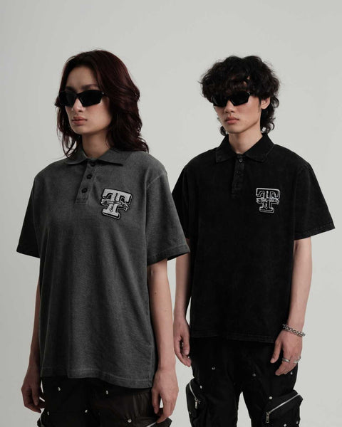 Wash Polo Shirt - Black - TOBI