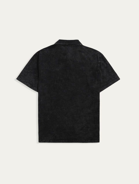 Wash Polo Shirt - Black - TOBI